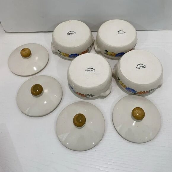M. Kamenstein Vintage 1982 Floral Design Mini Covered Casserole Dish Set of 4 - Picture 4 of 10